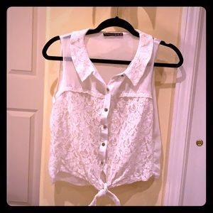 Sleeveless button down blouse